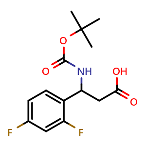 Chemical structure of 3-{[(tert-Butoxy)carbonyl]amino}-3-(2,4-difluorophenyl)propanoic acid , CAS 860787-38-8, AChemBlock AD280756