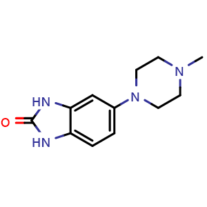 Chemical structure of 5-(4-Methylpiperazin-1-yl)-2,3-dihydro-1H-1,3-benzodiazol-2-one , CAS 1446786-35-1, AChemBlock AD280758
