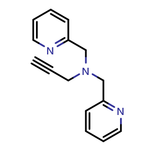 Chemical structure of (Prop-2-yn-1-yl)bis[(pyridin-2-yl)methyl]amine , CAS 950984-75-5, AChemBlock AD280760