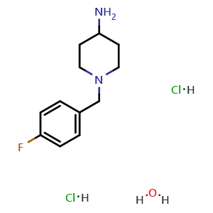 Chemical structure of 1-(4-Fluorobenzyl)-4-piperidinamine dihydrochloride hydrate , CAS 92539-14-5, AChemBlock AD280761