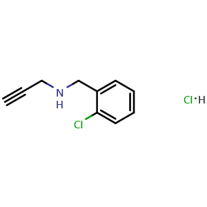Chemical structure of N-(2-Chlorobenzyl)-2-propyn-1-amine hydrochloride , CAS 1050167-71-9, AChemBlock AD280764