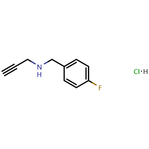 Chemical structure of N-(4-Fluorobenzyl)-2-propyn-1-amine hydrochloride , CAS 1158359-45-5, AChemBlock AD280765