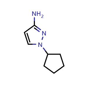 Chemical structure of 1-Cyclopentyl-1H-pyrazol-3-amine , CAS 1006481-35-1, AChemBlock AD280771