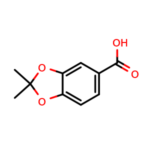 Chemical structure of 2,2-Dimethyl-1,3-benzodioxole-5-carboxylic acid , CAS 56011-75-7, AChemBlock AD280775