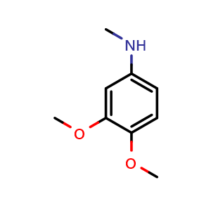 Chemical structure of 3,4-Dimethoxy-N-methylaniline , CAS 35162-34-6, AChemBlock AD280779
