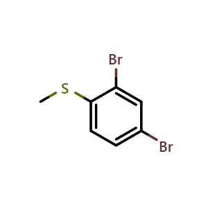Chemical structure of 2,4-Dibromo-1-(methylsulfanyl)benzene , CAS 345635-35-0, AChemBlock AD280783