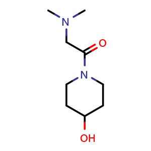 Chemical structure of 2-(Dimethylamino)-1-(4-hydroxy-1-piperidinyl)ethanone , CAS 129999-45-7, AChemBlock AD280784
