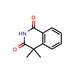 Chemical structure of 4,4-Dimethyl-1,2,3,4-tetrahydroisoquinoline-1,3-dione , CAS 5488-36-8, AChemBlock AD280787