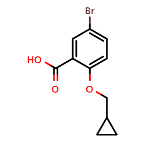 Chemical structure of 5-Bromo-2-cyclopropylmethoxy-benzoic acid , CAS 1154385-13-3, AChemBlock AD280790