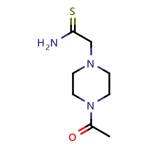 Chemical structure of 2-(4-Acetyl-piperazin-1-yl)-thioacetamide , CAS 1016799-62-4, AChemBlock AD280792