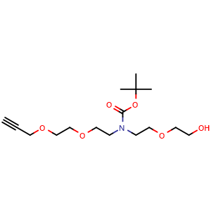 Chemical structure of N-(PEG1-OH)-N-Boc-PEG2-propargyl , CAS 2100306-85-0, AChemBlock AD280802
