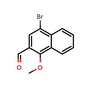 Chemical structure of 4-Bromo-1-methoxy-2-naphthalenecarboxaldehyde , CAS 514844-65-6, AChemBlock AD280809