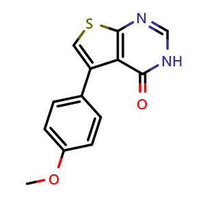 Chemical structure of 5-(4-Methoxyphenyl)thieno[2,3-d]pyrimidin-4(3H)-one , CAS 17537-76-7, AChemBlock AD280812