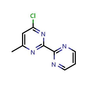 Chemical structure of 4-Chloro-6-methyl-2,2'-bipyrimidine , CAS 1153093-46-9, AChemBlock AD280813