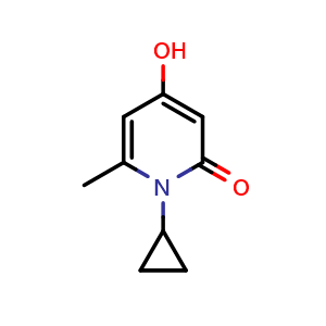 Chemical structure of 1-Cyclopropyl-4-hydroxy-6-methyl-1,2-dihydropyridin-2-one , CAS 886185-99-5, AChemBlock AD280814
