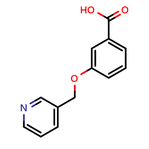 Chemical structure of 3-(Pyridin-3-ylmethoxy)benzoic acid , CAS 945473-82-5, AChemBlock AD280816