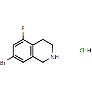 Chemical structure of 7-Bromo-5-fluoro-1,2,3,4-tetrahydroisoquinoline hydrochloride , CAS 1394041-95-2, AChemBlock AD280824