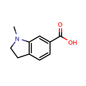 Chemical structure of 1-Methylindoline-6-carboxylic acid , CAS 1071432-99-9, AChemBlock AD280828