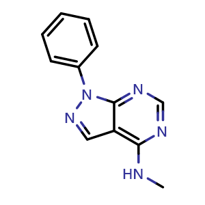 Chemical structure of N-Methyl-1-phenyl-1H-pyrazolo[3,4-d]pyrimidin-4-amine , CAS 103984-27-6, AChemBlock AD280831