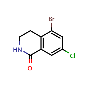 Chemical structure of 5-Bromo-7-chloro-1,2,3,4-tetrahydroisoquinolin-1-one , CAS 1508551-16-3, AChemBlock AD280832