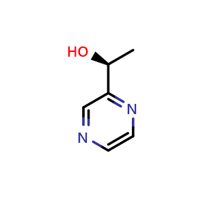 Chemical structure of (1S)-1-(Pyrazin-2-yl)ethan-1-ol , CAS 1334160-87-0, AChemBlock AD280840