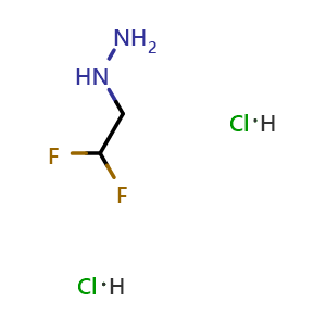 Chemical structure of (2,2-Difluoroethyl)hydrazine dihydrochloride , CAS 1334148-76-3, AChemBlock AD280842