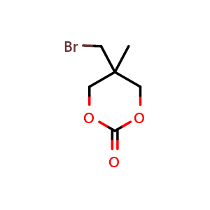 Chemical structure of 5-(Bromomethyl)-5-methyl-1,3-dioxan-2-one , CAS 1346562-84-2, AChemBlock AD280844
