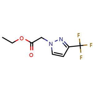 Chemical structure of (3-Trifluoromethyl-pyrazol-1-yl)-acetic acid ethyl ester , CAS 380872-50-4, AChemBlock AD280850