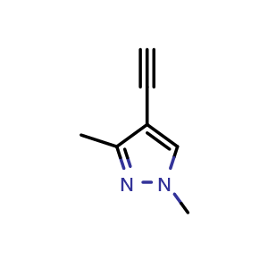 Chemical structure of 4-Ethynyl-1,3-dimethyl-1H-pyrazole , CAS 61514-53-2, AChemBlock AD280852