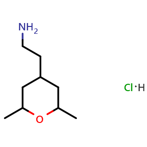 Chemical structure of 2-(2,6-Dimethyloxan-4-yl)ethan-1-amine hydrochloride , CAS 1803585-94-5, AChemBlock AD280863