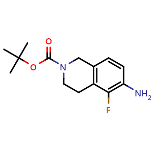 Chemical structure of tert-Butyl 6-amino-5-fluoro-1,2,3,4-tetrahydroisoquinoline-2-carboxylate , CAS 912846-57-2, AChemBlock AD280865