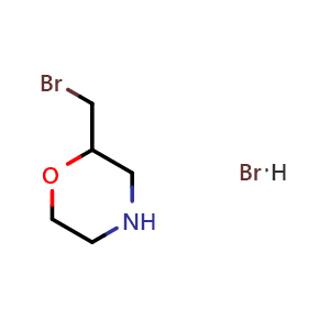 Chemical structure of 2-(Bromomethyl)morpholine hydrobromide , CAS 1803588-05-7, AChemBlock AD280867