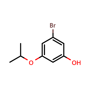 Chemical structure of 3-Bromo-5-(propan-2-yloxy)phenol , CAS 1026796-73-5, AChemBlock AD280869