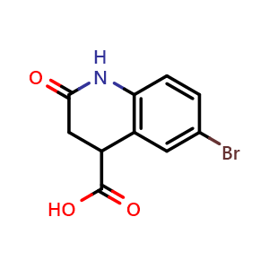 Chemical structure of 6-Bromo-2-oxo-1,2,3,4-tetrahydroquinoline-4-carboxylic acid , CAS 264276-41-7, AChemBlock AD280871