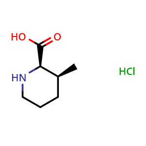 Chemical structure of (2R,3S)-3-Methylpiperidine-2-carboxylic acid hydrochloride , CAS 1808455-06-2, AChemBlock AD280872