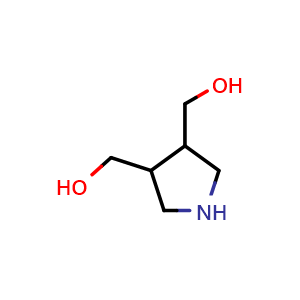 Chemical structure of [4-(Hydroxymethyl)pyrrolidin-3-yl]methanol , CAS 1446409-57-9, AChemBlock AD280882