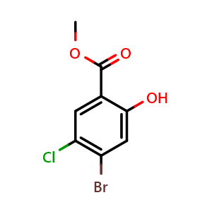 Chemical structure of Methyl 4-bromo-5-chloro-2-hydroxybenzoate , CAS 1935327-46-0, AChemBlock AD280886