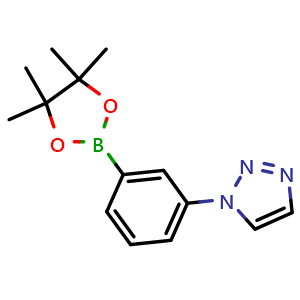 Chemical structure of 1-[3-(Tetramethyl-1,3,2-dioxaborolan-2-yl)phenyl]-1H-1,2,3-triazole , CAS 1428582-07-3, AChemBlock AD280887