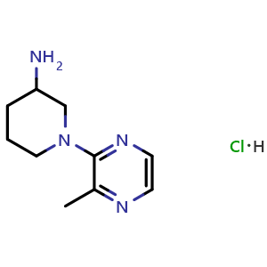 Chemical structure of 1-(3-Methylpyrazin-2-yl)piperidin-3-amine hydrochloride , CAS 1261230-46-9, AChemBlock AD280895
