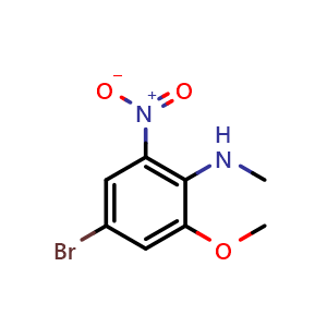 Chemical structure of 4-Bromo-2-methoxy-N-methyl-6-nitroaniline , CAS 1799973-80-0, AChemBlock AD280907