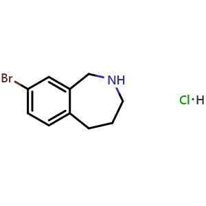 Chemical structure of 8-Bromo-2,3,4,5-tetrahydro-1H-benzo[c]azepine hydrochloride , CAS 373385-06-9, AChemBlock AD280908