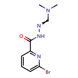 Chemical structure of 6-Bromo-2-pyridinecarboxylic acid 2-[(dimethylamino)methylene]hydrazide , CAS 2089642-09-9, AChemBlock AD280909