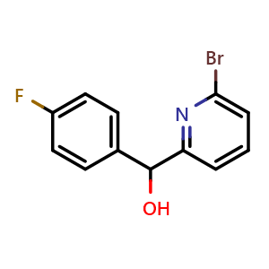 Chemical structure of (6-Bromopyridin-2-yl)(4-fluorophenyl)methanol , CAS 875562-77-9, AChemBlock AD280910
