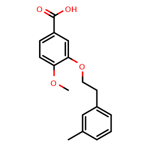 Chemical structure of 4-Methoxy-3-(3-methylphenethoxy)benzoic acid , CAS 1195944-88-7, AChemBlock AD280912