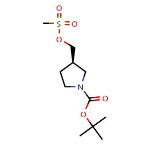 Chemical structure of (R)-tert-Butyl 3-(((methylsulfonyl)oxy)methyl)pyrrolidine-1-carboxylate , CAS 177947-76-1, AChemBlock AD280916