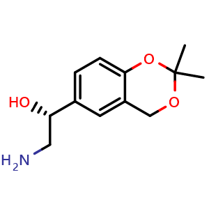 Chemical structure of (R)-2-Amino-1-(2,2-dimethyl-4H-1,3-benzodioxin-6-yl)ethanol , CAS 208925-08-0, AChemBlock AD280930