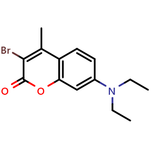 Chemical structure of 3-Bromo-4-methyl-7-(diethylamino)-coumarin , CAS 92295-93-7, AChemBlock AD280933