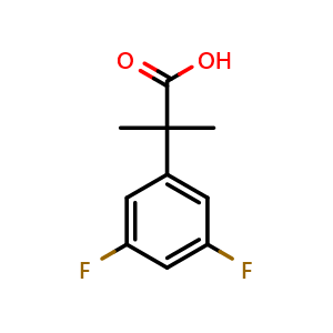 Chemical structure of 2-(3,5-Difluorophenyl)-2-methylpropanoic acid , CAS 879904-44-6, AChemBlock AD280938