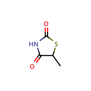 Chemical structure of 5-Methylthiazolidine-2,4-dione , CAS 3805-23-0, AChemBlock AD280942