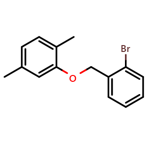 Chemical structure of 2-Bromobenzyl-(2,5-dimethylphenyl)ether , CAS 173305-11-8, AChemBlock AD280957